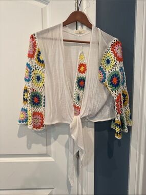 Crochet Elan tie front cardigan M
